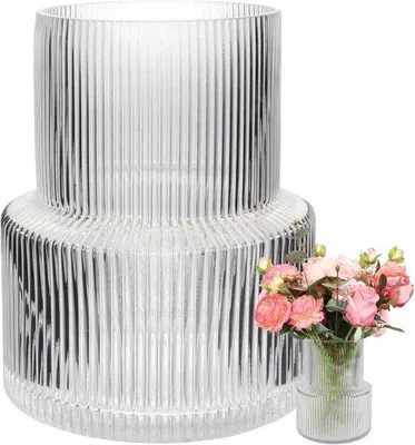 Produktbild von Famanu Glasvase für frische und Trockenblumen - Moderne Dekoration