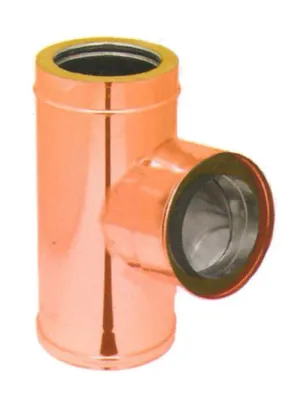 Produktbild von 90° Außen-T-Stück Kupfer doppelwandig für Schornstein - Durchmesser innen 250 / außen 300 mm