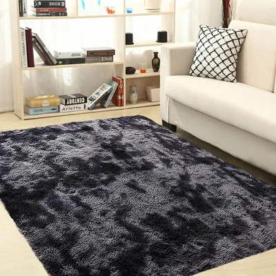 Produktbild von (Tmavě šedý, 120 * 160 cm) Chlupatý koberec, protiskluzová podložka z umělého plyše, obývací pokoj, ložnice, koberec na podlahu