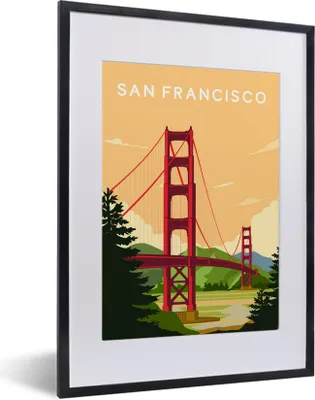 Produktbild von MuchoWow® MuchoWow® Gerahmtes Poster Brücke - USA - Architektur - Golden Gate Bridge 30x40 cm - Poster mit zchwarzem Bilderrahmen - Wandposter Schlafzimmer
