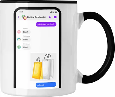 Produktbild von Trendation - Online Shopping Tasse Geschenk für Frauen Humor Geschenkidee Soll Ich Es Kaufen Sprüche für Kolleginnen (Schwarz)