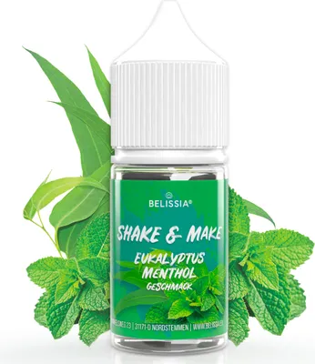 Produktbild von Belissia Shake and Make Eukalyptus-Menthol Refill - 30 ml hochdosiertes Lebensmittelaroma - zum Nachfüllen - Für Backen, Speisen, Getränke, Shakes uvm
