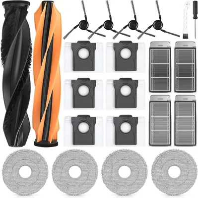 Produktbild von 22 Stück Zubehör für Dreame X50 Ultra/L40s Pro Ultra/L50 Pro Ultra/Mova V50 Ultra/X50 Master/Matrix10 Ultra Saugroboter, 2Hauptbürste 4Wischtücher 4Filter 6Staubbeutel 4Seitenbürsten 1Reinigungsbürste