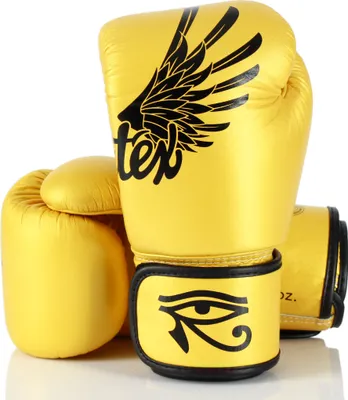 Image de Gants de boxe en cuir Fairtex BGV1 Falcon Tight Fit, couleur or 14 onces
