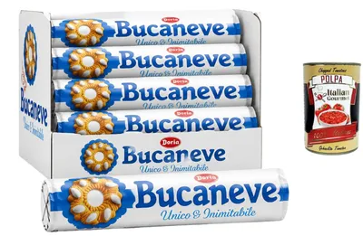 Produktbild von Doria Italian Gourmet Bundle Biscotti Bucaneve Kekse 12x200g 2,4kg + Polpa 400g