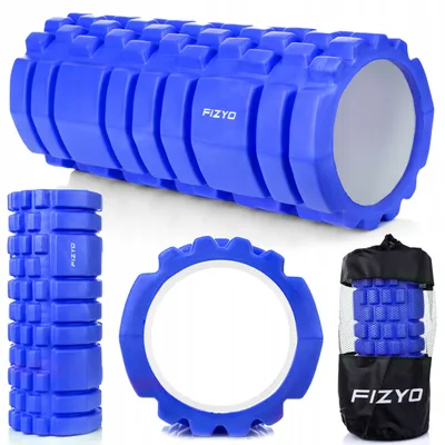 Produktbild von FIZYO Masážní válec, jóga, rehabilitace, pilates, fitness, masáž zad, páteře, svalů, fascií, nohou, ramen, pěna EVA, modrý 33x14 cm.