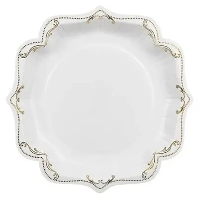 Image de Assiette en papier décorative blanche 26 cm, lot de 6 - PartyDeco