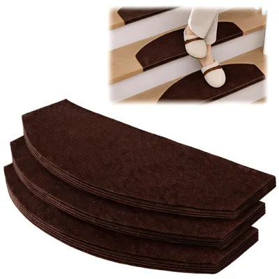 Antirutsch-Treppenmatten, 15 Stk., 60x24 cm, Polyester, braun