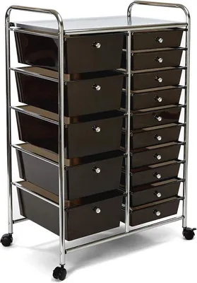 Productafbeelding van Rolwagen met 15 schuifladen 64 x 39 x 97 cm - Ruimtebesparende opbergoplossing