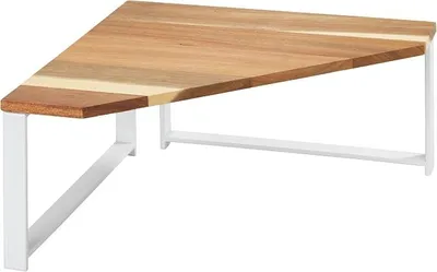 Produktbild von PolkaHome® Keukenhoekrek Mod. Louisa – Platzsparendes Eckregal für die Arbeitsplatte aus Akazienholz und Metall, 30 x 15 x 30 cm, Weiß