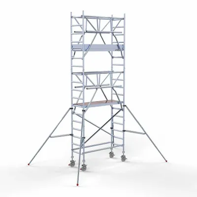 Productafbeelding van Rolsteiger Met Dubbele Voorloopleuning - 6,2 Meter Werkhoogte - 190 Cm Lengte - 75 Cm Breedte - Aluminium - Verrijdbaar