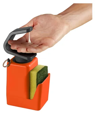 Produktbild von Seifenspender aus Kunststoff in Orange, 11 x 8 x 22 cm