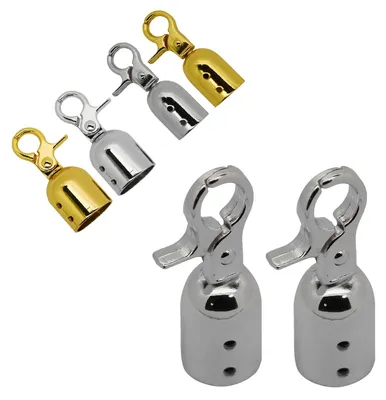 1 Paar Kordel Endstücke mit Karabiner und Schrauben rund, Größen- silber