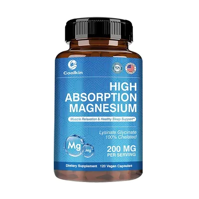 Produktbild von Magnesium 200mg (120 Kapseln) Nahrungsergänzungsmittel, Knochen, Muskeln, Nerven, Schlaf, Erholung
