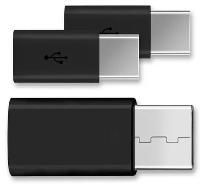 Produktbild von 3x Micro USB Adapter USB Typ C Stecker wandelt USB 2.0 Typ B zu USB 3.1 Typ C