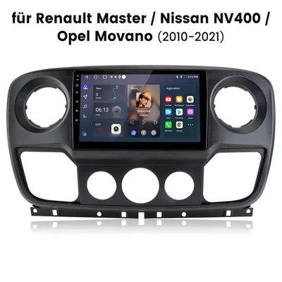 Image de Autoradio Android 15 10 pouces avec CarPlay pour Renault Master III, Opel Movano B et Nissan NV400 (2010-2018) : GPS, Wi-Fi, Bluetooth, DAB+, SWC, USB 2 Go + 32 Go
