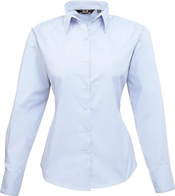 Produktbild von Premier Workwear Baumwolle Classics Popeline Bluse langarm 39.0300 Gr. S light blue