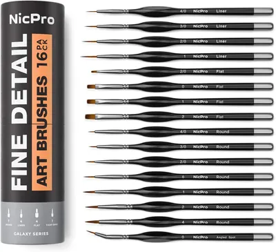 Productafbeelding van 16 Pcs Fine Detail Brush Set, Artist Miniature Paint Brushes with Triangular Handles for Watercolor Oil Acrylic, Art Painting, Models