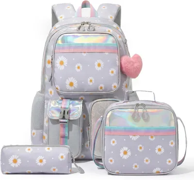 Produktbild von Amythe Schulranzen Mädchen 3. bis 10. Klasse 3-teilig Set, Grau
