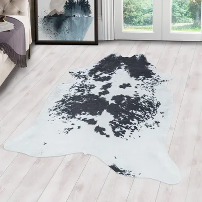 Produktbild von Carpetsale24 Kunstfell Teppich Fellimitat Rinderfell, Kuhfell, Zebrafell, Tigerfell, Waschbarer Teppich, Kaminteppich Digitaldruck, Wohnzimmer, Grösse: 100x135 cm