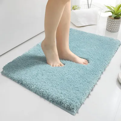 Image de Tapis de bain 80 x 120 cm, antidérapant, lavable, en microfibre absorbante, grand tapis de douche moelleux, paillasson pour la salle de bain