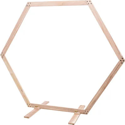 Produktbild von Holz Hochzeitsbogen Sechseckiger Hochzeitsständer 2,15*1,85m Blumen Bogen Ballon Rahmen (braun)