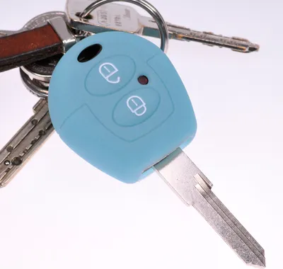 Produktbild von Auto Schlüssel Hülle Silikon Schutz Cover Fluoreszierend Blau kompatibel mit VW SEAT Skoda T4 Fox Sharan Polo Cordoba 2 Tasten Funk Fernbedienung