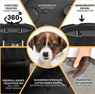 Produktbild von Welpen Laufstall für Hunde & Katzen - Schwarz-Beige