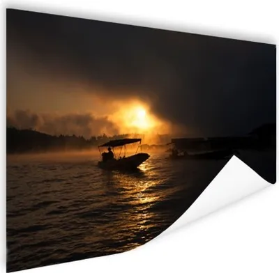 Produktbild von MuchoWow® Poster Boot mit Nebel im Sonnenuntergang 180x120 cm - Fotoplakat