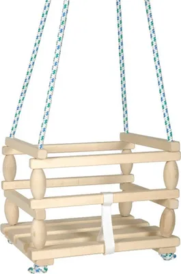 Produktbild von Babyschaukel aus Holz mit Rausfallschutz, 80 kg Tragfähigkeit