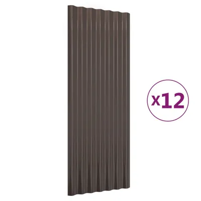 Image de vidaXL Panneaux de toit 12 pcs. Acier revêtu par poudre brun 100x36 cm