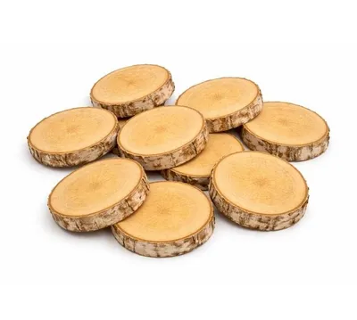 Produktbild von Holzscheibe  4-6 / 1 cm Birke ungeschliffen Set 10 Stück