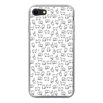 Produktbild von MuchoWow® Handyhülle Schutzhülle Hülle für iPhone SE 2022 Mädchen - Katze - Muster - Mädchen - Kinder - Kinder Silikon Softcase Handy Hülle - Schutzhülle