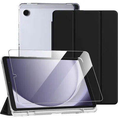 Image de Coque + Verre Trempé pour Samsung Galaxy Tab A9 (8,7 Pouces) Protection Antichoc avec Porte-Stylet - Noir