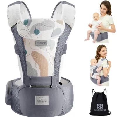 Produktbild von Babytrage Babytragetuch Hüfttrage - 3D Air Mesh - 6 in 1 - Grau - für 0 bis 36 Monate