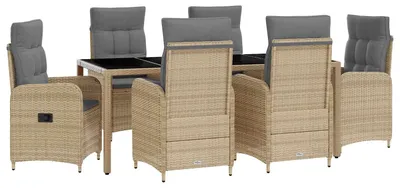 Productafbeelding van vidaXL Tuintafelset, 7 stuks, beige en lichtgrijs, van polyrotan