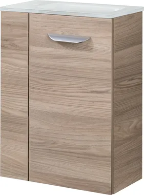 Produktbild von Fackelmann SBC LUXOR Gäste WC Set 2-teilig 45 cm, Braun hell, rechts, Glas Weiß