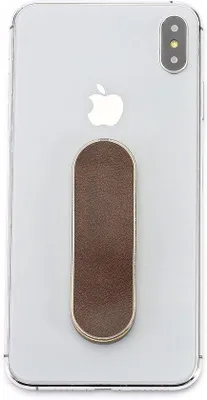 Produktbild von Originaler Handyhalter und Griff für Smartphones und Tablets – Kunstlederring für iPhone, Samsung und Huawei in Braun