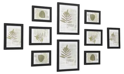 Obrázek produktu pro Sada 10 kusů dřevěných fotorámečků – dekorace na zeď – materiál: MDF, polystyren – rozměry: 28,4 x 23,3 x 1,2 cm