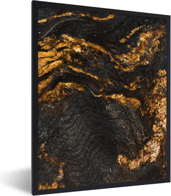 Produktbild von MuchoWow® Gerahmtes Poster Marmor - Limette - Schwarz - Gold - Marmoroptik - Luxus 60x80 cm - Poster mit Schwarzem Bilderrahmen Wandposter Rahmen Foto Bilder - Premium - Wanddeko Wohnzimmer