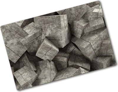 Produktbild von Tulup Glas Herdabdeckplatte - 80x52 cm - Glaskeramikkochfeld-Abdeckung Spritzschutz Glasabdeckplatte - Einteilig - Kunst: Modern & Klassisch - Betonwürfel - Grau