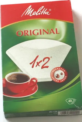 Produktbild von Melitta Kaffeefilter, Filtertüten 1 x 2 (1 Aufguss = 2 Tassen), 40 Stück, Weiß