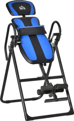 Obrázek produktu pro Inverzní lavice A90-258 – skládací – výškově nastavitelná 140–203 cm – s kolečky – bezpečnostní pás – nosnost do 110 kg – černá