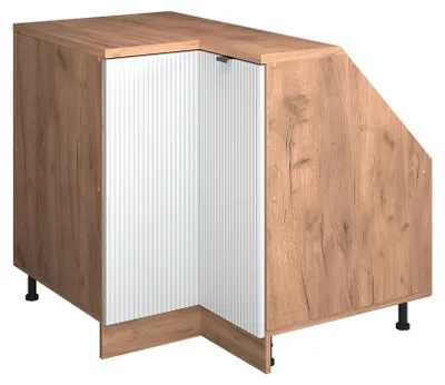 Obrázek produktu pro Šikmá skříň Rohová skříňka Vicco Rion Bílé zvlnění 75.6 x 81.6 cm s 1 dveřmi, korpus skříně hloubka 60 cm, Model 60284