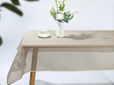 Produktbild von Kairo Weichschaum Tischdecke mit Paspelband, Garten Balkon Terrasse,Beige, (Rund160x160cm)