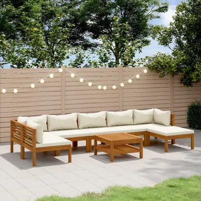 Produktbild von Möbel 8-tlg. Garten-Lounge-Set mit Creme Kissen Massivholz Akazie - Balkonmöbel 3086955