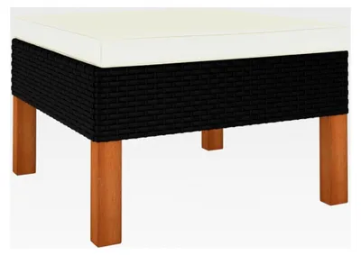 Produktbild von Fußhocker aus Poly-Rattan und Eukalyptusholz