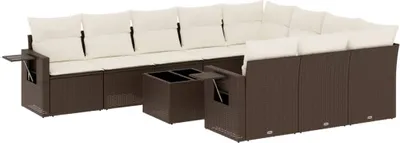Produktbild von vidaXL 11-tlg. Garten-Sofagarnitur mit Kissen Braun Poly Rattan