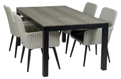 Produktbild von 5-teiliges Gartenset | 4 Pisa Gartenstühle | Limasol Gartentisch 180 cm