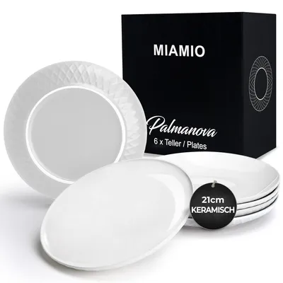 Immagine prodotto di Omgoods - Set di 6 piatti in Vetroceramica moderni - Collezione Palmanova (Bianco, 21 cm)